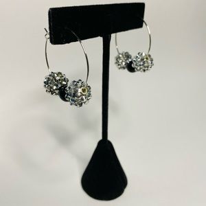 Handmade Silver hoop earrings with silver faceted beads